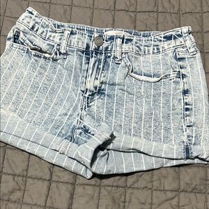 SO Light Blue Pinstripe Denim Shorts
